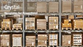 Presentation with bulk - Slide set having warehouse shelves with loaded loaded background and a coral colored foreground