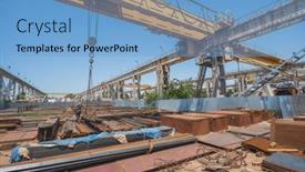  Presentation with steel pipe - PPT theme enhanced with warehouse-steel-pipe background and a light blue colored foreground