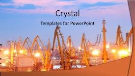  Presentation with port - Presentation theme with logistics warehouses area maritime transport - port warehouse with cargoes background and a light blue colored foreground