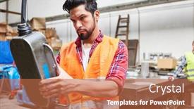  Presentation with control panel - Presentation theme featuring warehouse-worker-at-the-control background and a red colored foreground