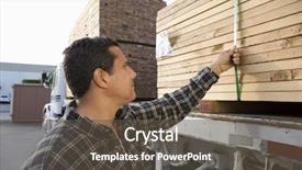  Presentation with loading - Slides with warehouse worker loading wooden planks background and a  colored foreground