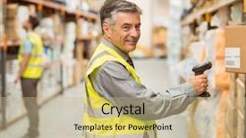  Presentation with barcode - Theme with warehouse worker scanning barcode background and a mint green colored foreground