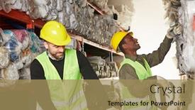  Presentation with law and order - Amazing PPT theme having warehouse-workers-and-order-pickers backdrop and a coral colored foreground