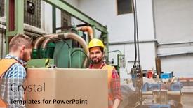  Presentation with shipping company - Amazing presentation having warehouse-workers-carry-a-package backdrop and a coral colored foreground