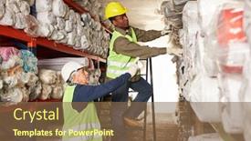  Presentation with mail - Theme enhanced with warehouse-workers-work-together background and a tawny brown colored foreground