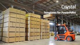  Presentation with warehousing - Presentation theme consisting of warehousing of wooden slabs background and a tawny brown colored foreground