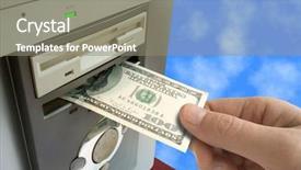  Presentation with internet - PPT layouts featuring warez - hand put money to computer background and a gray colored foreground