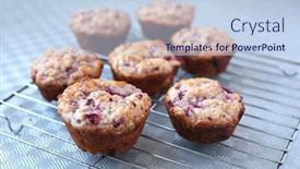  Presentation with muffins - Colorful slide set enhanced with warm-and-fresh-handmade-strawberry backdrop and a light blue colored foreground