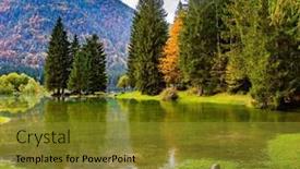  Presentation with cold water - PPT theme having warm-autumn-afternoon-shallow-lake background and a gold colored foreground