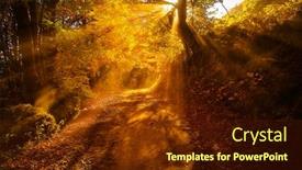  Presentation with light rays - PPT layouts enhanced with warm-autumn-scenery background and a tawny brown colored foreground