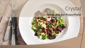  Presentation with food chicken - Audience pleasing presentation consisting of warm-chicken-liver-and-beet backdrop and a soft green colored foreground