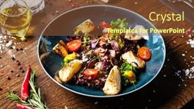  Presentation with modern food - Presentation theme consisting of warm-chicken-liver-salad background and a tawny brown colored foreground