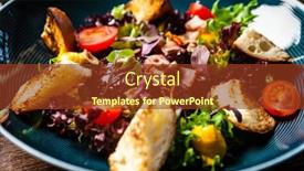  Presentation with modern food - Presentation theme featuring warm-chicken-liver-salad background and a tawny brown colored foreground