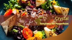  Presentation with modern food - Presentation theme consisting of warm-chicken-liver-salad background and a tawny brown colored foreground