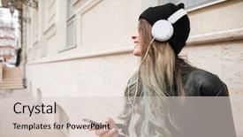  Presentation with wall street - Slide deck featuring warm clothes listening music background and a lemonade colored foreground