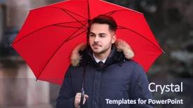  Presentation with outdoor clothes for outdoor activity - Cool new theme with warm clothes with red umbrella backdrop and a  colored foreground