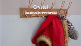  Presentation with hiduism clothing - Slide deck enhanced with warm clothing hanging on hook background and a coral colored foreground