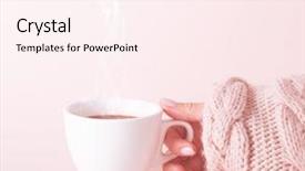  Presentation with cup coffee - Slide deck having warm coffee in cold weather background and a pink colored foreground