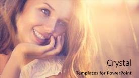  Presentation with girl model - Presentation consisting of warm color - beauty fresh romantic girl outdoors background and a coral colored foreground