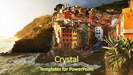  Presentation with weather - Slides featuring warm color - stormy weather in riomaggiore village background and a tawny brown colored foreground