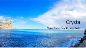  Presentation with mediterranean diet - Cool new PPT layouts with warm color - view of gorgeous mediterranean coast backdrop and a  colored foreground