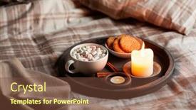  Presentation with hot chocolate - Presentation theme with warm-cozy-bedroom-interior background and a tawny brown colored foreground