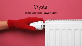  Presentation with battery - Colorful PPT theme enhanced with warm glove on temperature regulator backdrop and a coral colored foreground