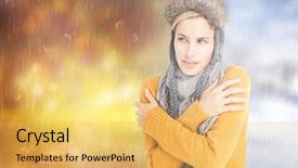  Presentation with graduation ceremony graduation caps hat - Slide set enhanced with warm hat against autumn turn background and a yellow colored foreground