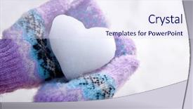  Presentation with heart hands - Cool new theme with warm hearted - snow heart in hands backdrop and a sky blue colored foreground