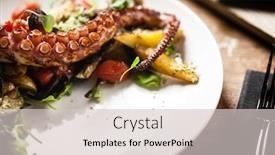  Presentation with octopus - Audience pleasing slides consisting of warm-octopus-salad-with-stir backdrop and a light gray colored foreground