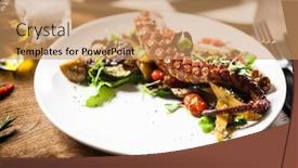  Presentation with octopus - PPT theme featuring warm-octopus-salad-with-stir background and a coral colored foreground