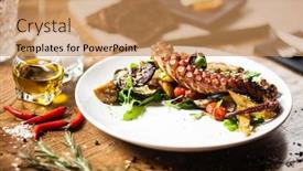  Presentation with octopus - Audience pleasing slides consisting of warm-octopus-salad-with-stir backdrop and a coral colored foreground