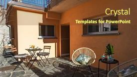  Presentation with spring break - Slide set having warm-patio-with-sun background and a tawny brown colored foreground