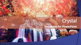  Presentation with waterfalls - Presentation theme with autumn pond soft light - pretty waterfalls toned background and a coral colored foreground