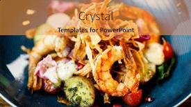  Presentation with food potato chips - PPT theme consisting of warm-salad-with-argentinian-king background and a gold colored foreground