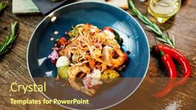  Presentation with food potato chips - Slides with warm-salad-with-argentinian-king background and a tawny brown colored foreground