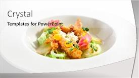 Presentation with haute cuisine - Presentation theme featuring warm-salad-with-crispy-langoustines background and a white colored foreground