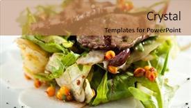  Presentation with rocket - Presentation design featuring warm salad with grilled meat and rocket salad background and a coral colored foreground