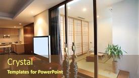  Presentation with simple - Presentation theme with warm-simple-comfortable-modern-house background and a tawny brown colored foreground