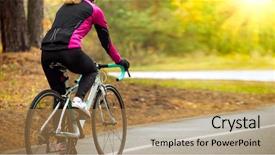  Presentation with bicycle - Colorful presentation theme enhanced with warm spring morning health backdrop and a coral colored foreground