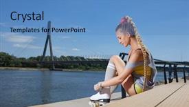  Presentation with sexy girl in stars - Cool new presentation design with warm summer evening rollers quad backdrop and a  colored foreground