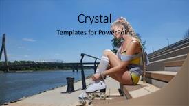  Presentation with sexy girl in stars - Amazing PPT theme having warm summer evening rollers quad backdrop and a  colored foreground