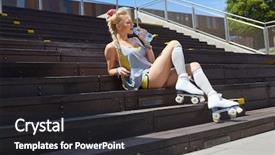  Presentation with sexy girl in stars - Amazing PPT theme having warm summer evening rollers quad backdrop and a  colored foreground