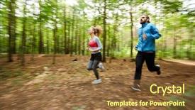  Presentation with summer trees - Slide deck consisting of daily training - active young couple in sportswear background and a tawny brown colored foreground