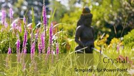  Presentation with summer flowers - Slide deck having warm-sunlight-backlighting-perennial-flowers background and a gold colored foreground