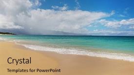  Presentation with ocean wave - PPT theme with warm sunset colors oahu background and a coral colored foreground