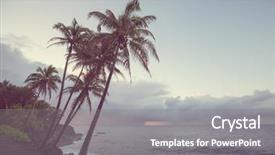  Presentation with ocean wave - Presentation design with warm sunset colors oahu background and a gray colored foreground