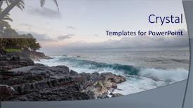  Presentation with ocean wave - Slide set with warm sunset colors oahu background and a lemonade colored foreground