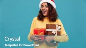  Presentation with youth - Cool new PPT theme with warm sweater wearing christmas backdrop and a teal colored foreground