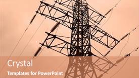  Presentation with electricity - Audience pleasing presentation theme consisting of pylon silhouette against cloudy sky backdrop and a coral colored foreground